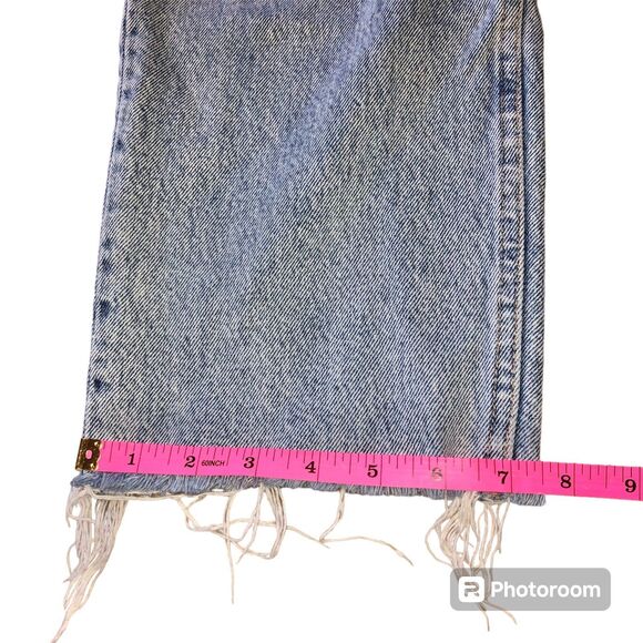 ZARA distressed light wash raw hem straight leg jeans 4 button women's size 10 - Picture 6 of 12